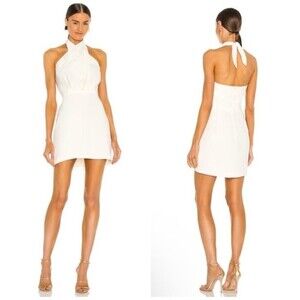 Amanda Uprichard Mezcal Crepe Halter Neck Dress White Ivory Women’s Size S